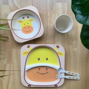 Giraffe 5 Piece Bamboo Dinner Set