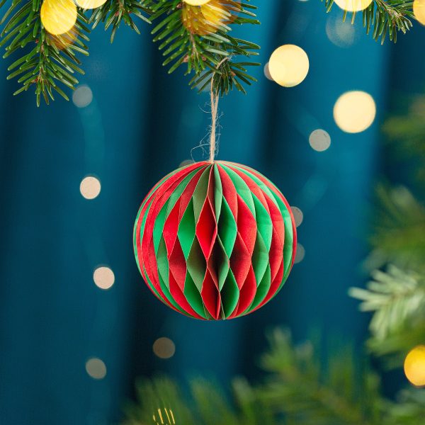 Red & Green Honeycomb Paper Hanging Decoration